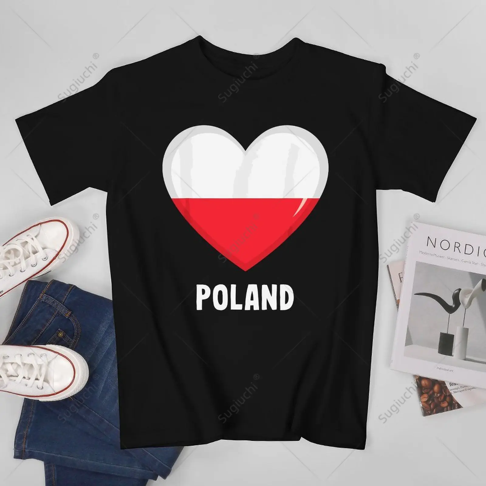 Unisex Men Poland Polska Polish Love Heart Tshirt Tees T Shirts Women Boys 100% Cotton T-Shirt