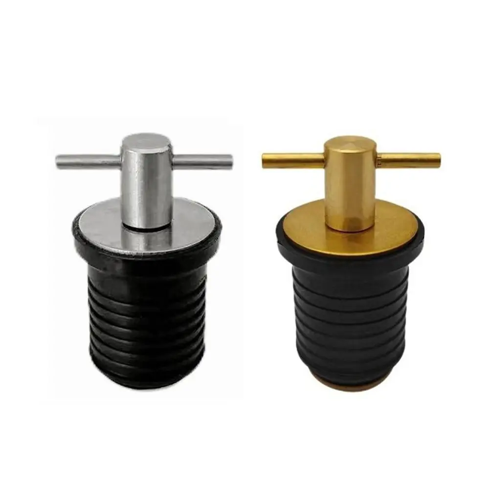 Brass/Stainless Steel Handle Boat Drain Plug Twist -Turn Easy To Install Boat Accessories Seal Design Cross Blockage Twist Locks