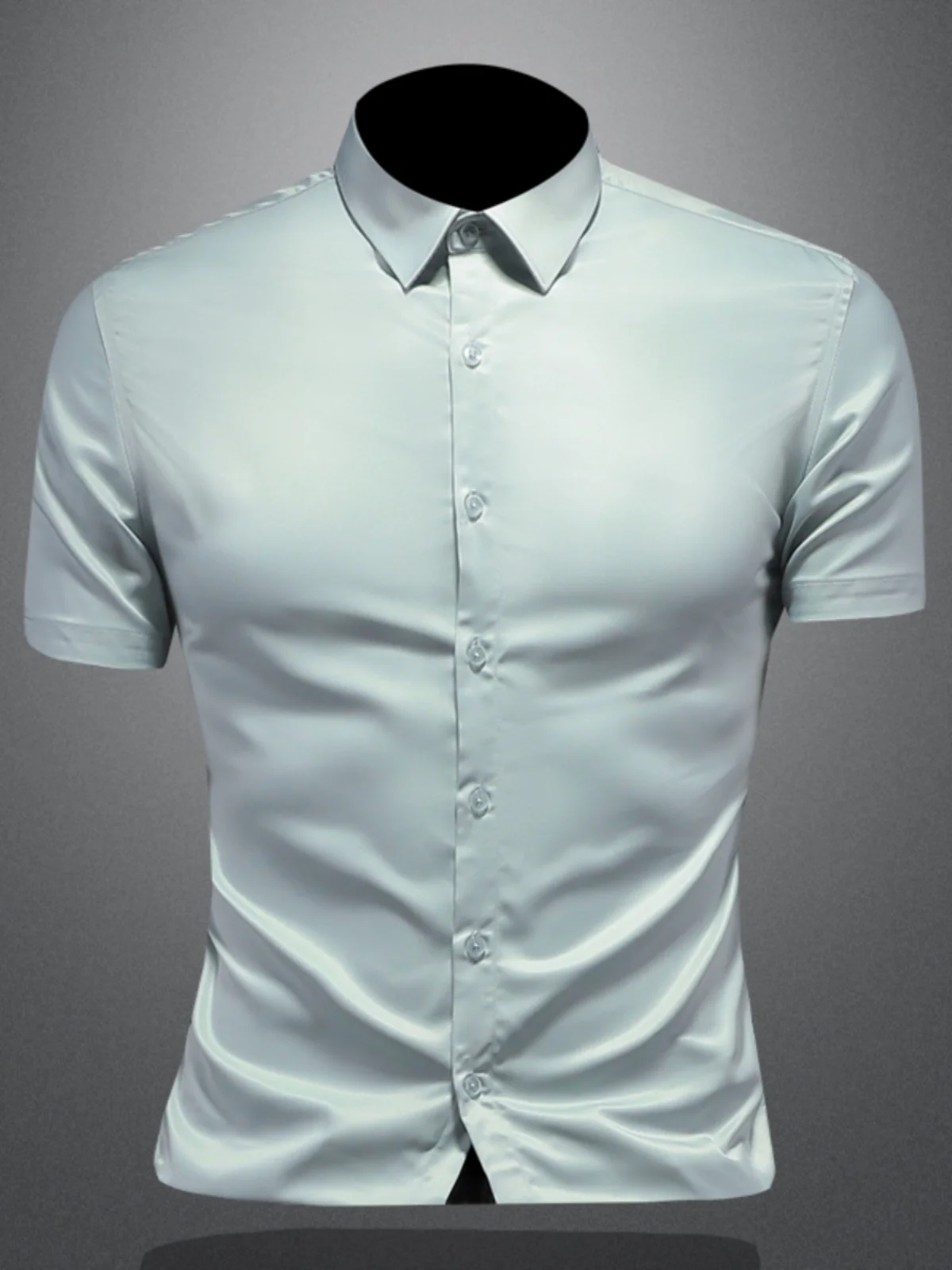 

Men's Slim Fit Ice Silk ort Sve irt Anti-Wrinkle Dra Summer New Sle Thin Trendy Top Breathable Polyester Fiber