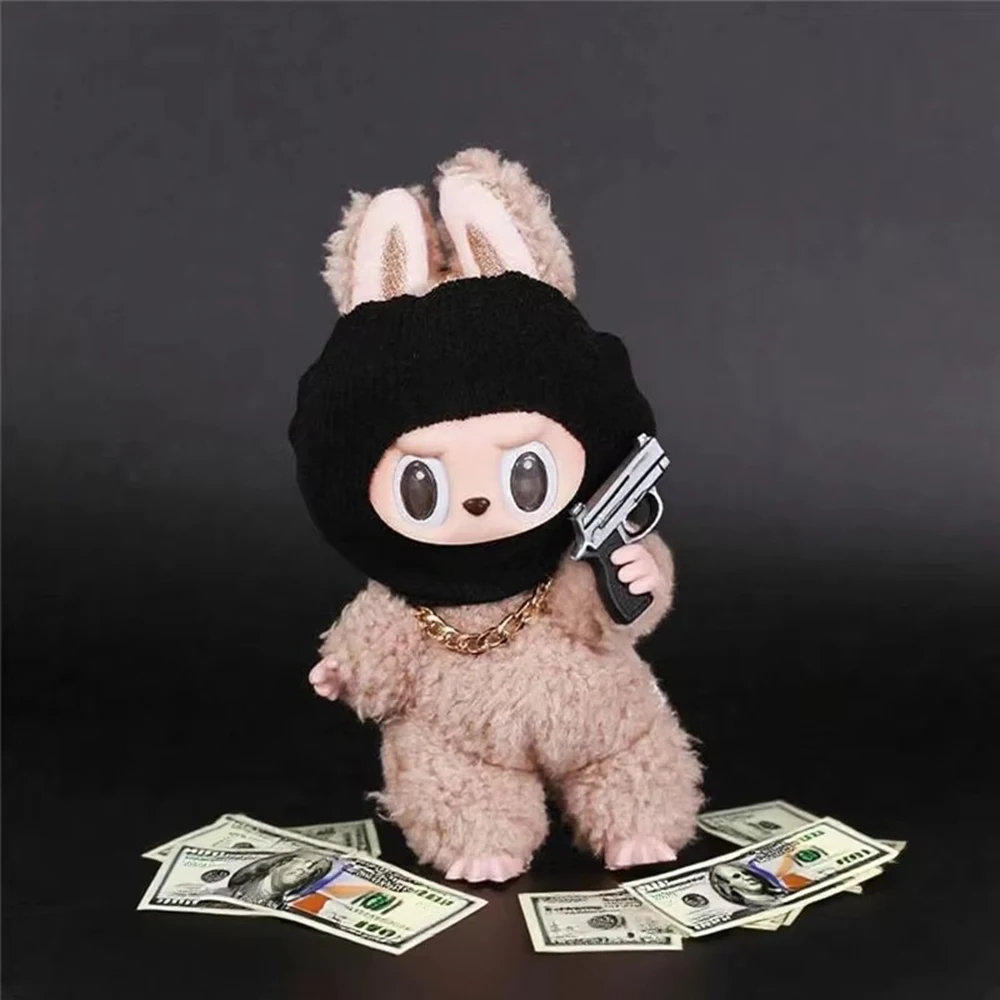 

Mask Cover For Labubu Big Into Energy Series Clothes Doll Funny Head Cover Mask Gold Necklace For Labubu [No Doll]