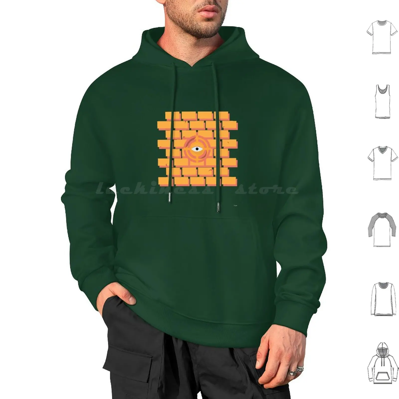 Temple Eye Hoodies Long Sleeve Temple Brick Eye Aztec Mayan Rpg Building Wall Bricks Spelunky