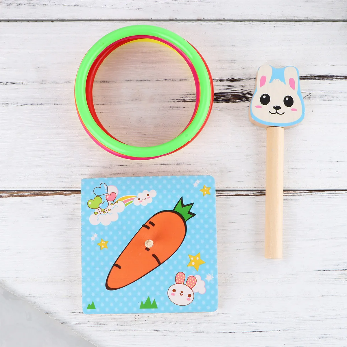 Wooden Throwing Rings Kid Game Rabbit Style Perception Parent Child Interaction for Girl Boy Development