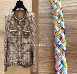 Accesorios decorativos de encaje de Tweed para el hogar, Collar y puños de abrigo de alta gama, colorido, trenzado, pequeño estilo fragante, hecho a mano