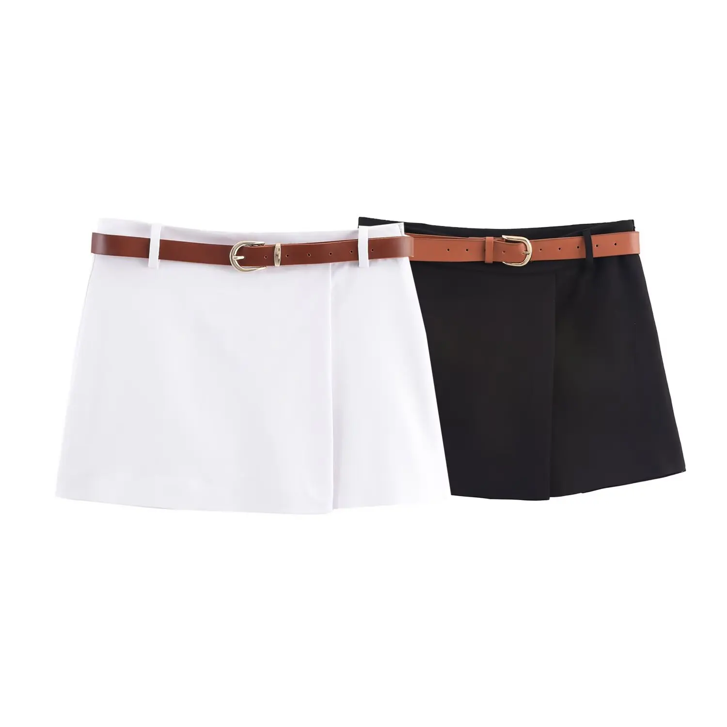 

Women's mini skirt 2025 autumn new double-breasted with belt decoration simple skirt sexy fashion personality all-match