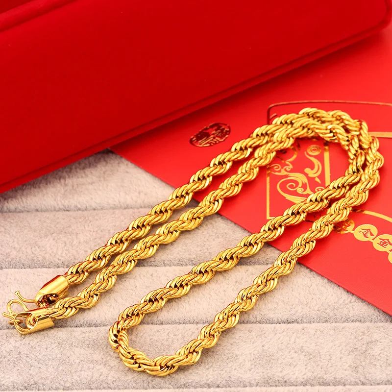 

24K Gold Men's Twisted Chain | AU999 Pure Gold, bold 3D twist, mirror - polished, sturdy build, rugged masculine