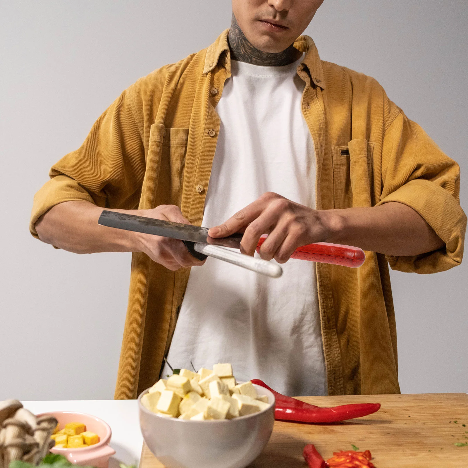 Cuchillo de cocina con mango, accesorio para cuchillos, resina epoxi, reemplazo práctico de madera reemplazable