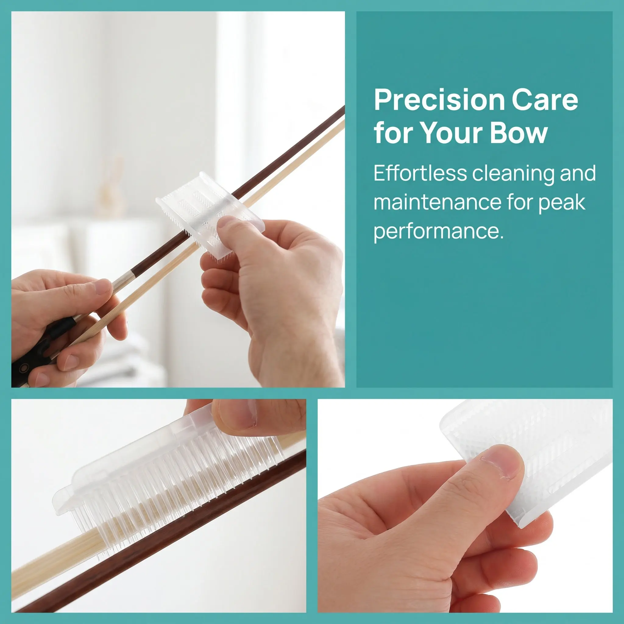 4Pcs Portable Bow Comb Violin Erhu Cello Hair Cleaning Brush String Instrument Accessories Bow Hair Detangler for Orchestra