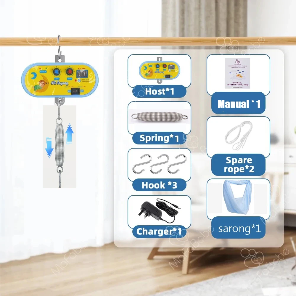 Berceau balançoire électrique pour bébé avec lit en filet, 2 documents disponibles