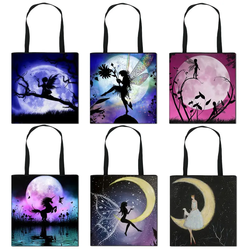 

Moonlight Fairy Print Gilrs Purses And Handbags Shoulder Bag Women Large-capacity Handbags Fashion Tote Bags For Travel