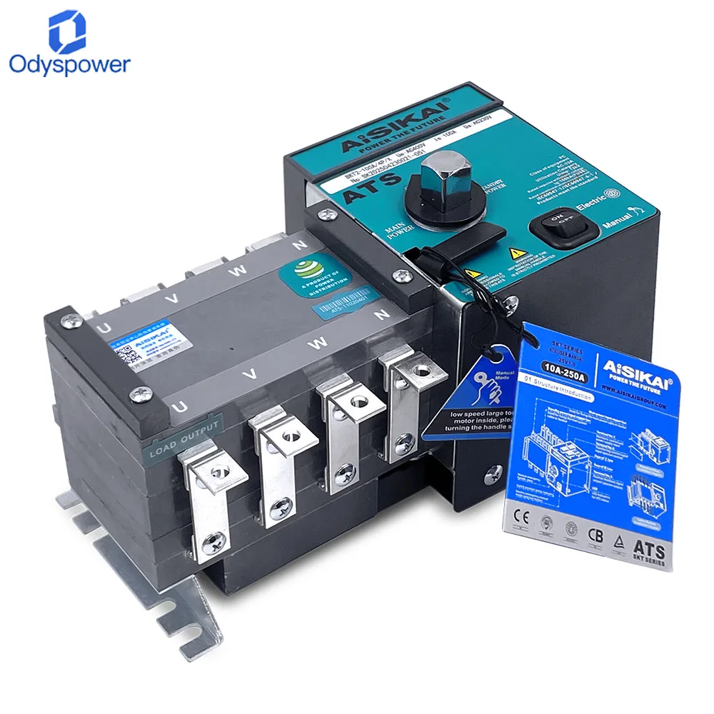 Aisikai 63A 100A 4P ATS Controller Dual Power Automatic Transfer Switch 220v Control Voltage Electric Diesel Generator Parts