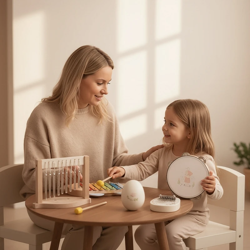 Juguetes musicales Montessori para niños, instrumentos educativos de madera, instrumentos de percusión para bebés, estación de música, regalo de cumpleaños para recién nacidos