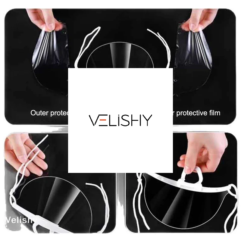 หน้ากากป้องกันละอองน้ำลายแบบใส ใช้ซ้ำได้ 10/20/30 ชิ้น สำหรับร้านอาหาร โรงเรียน ป้องกันใบหน้า