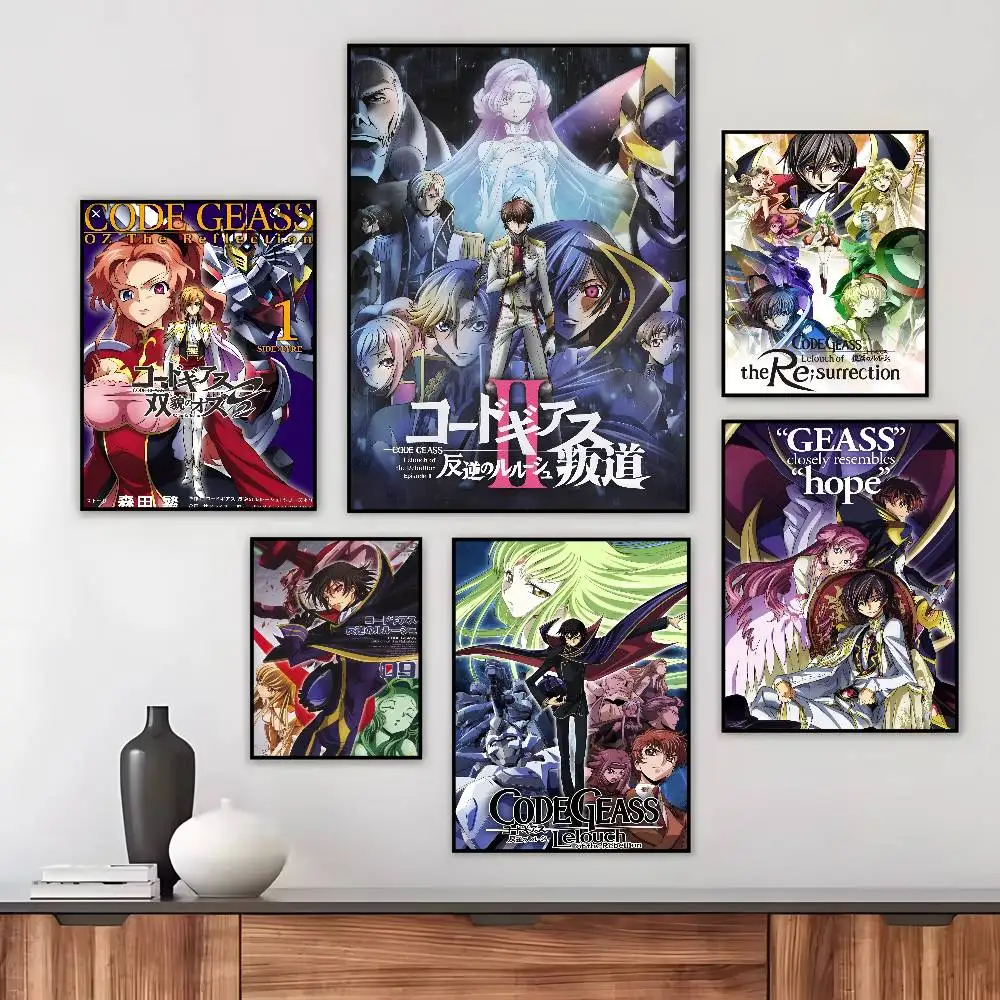 C-Code S-GeassS Anime Role Figure Poster Art canvas HD aesthetic Printing Paper Wall Art for Living Room Bar fashion Home Decor