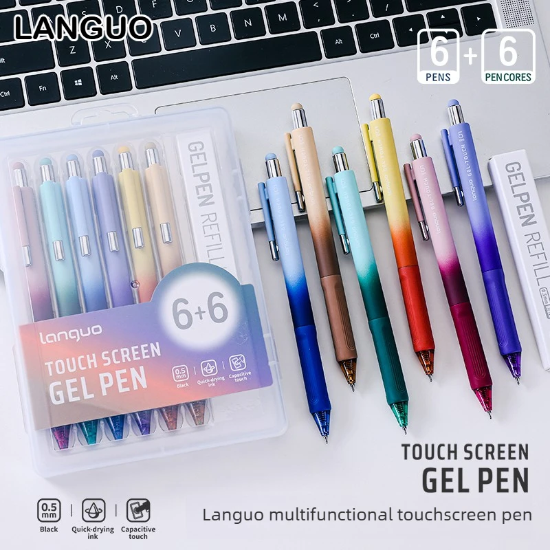 LANGUO Multifunction Stylus Gel Pen 0.5mm Ballpoint Pen for Writing Click Touch Screen Pen Office School Supplies Stationery