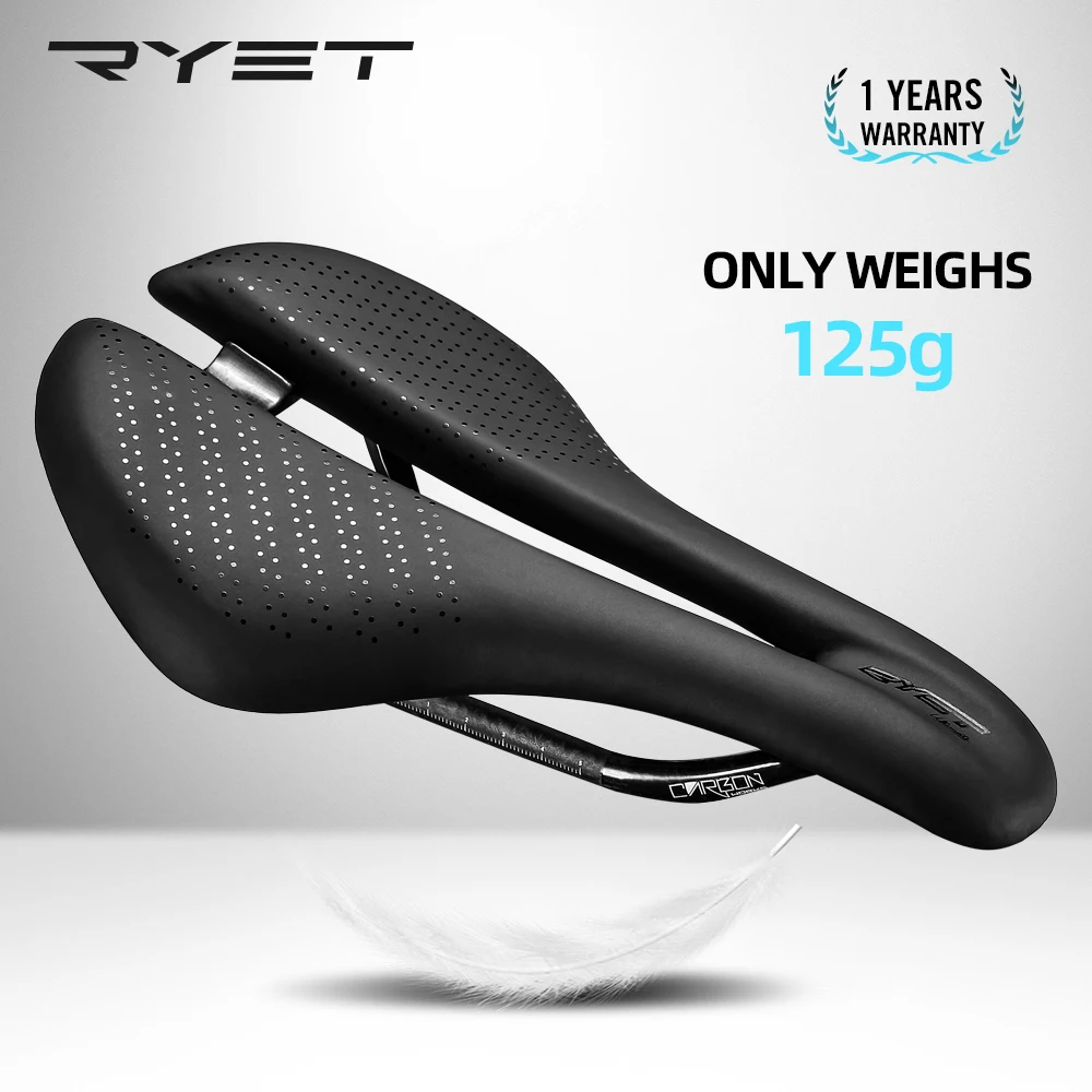 ryet-full-carbon-saddle-125g-super-light-pu-cushion-mtb-road-bike-seat-black-ultralight-hollow-ergonomic-cycling-accessories