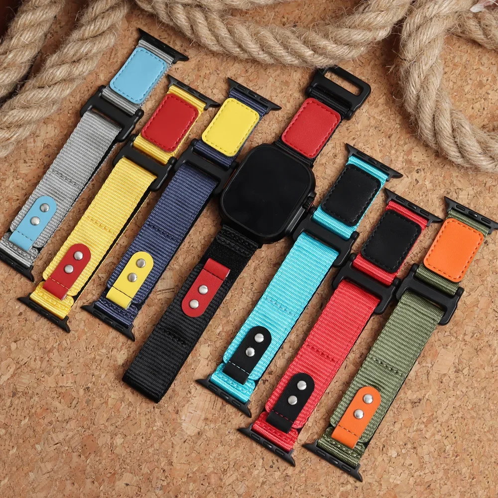 Nylon strap Velcro fit Apple Watch personality sports style spare strap apple watch bands colorful apple watch accessories