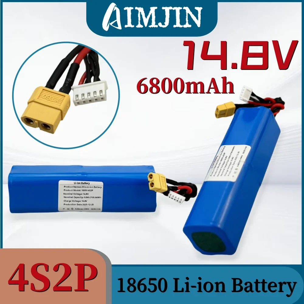 

18650 4S2P 14.8V 6800mAh Rechargeable lithium-ion battery For Various RC Airplane Drone Quadrotor XH2.54-5P XT60