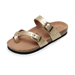 2024 New Rose Gold Women Fashion Flat Flip Flop Cork Shoes Beach Slippers