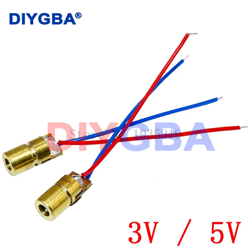100PCS Adjustable Mini Laser Pointer Diode RED Dot Laser Diod Circuit 3V/5V 5mW 650nm Module Pointer Sight Copper Head