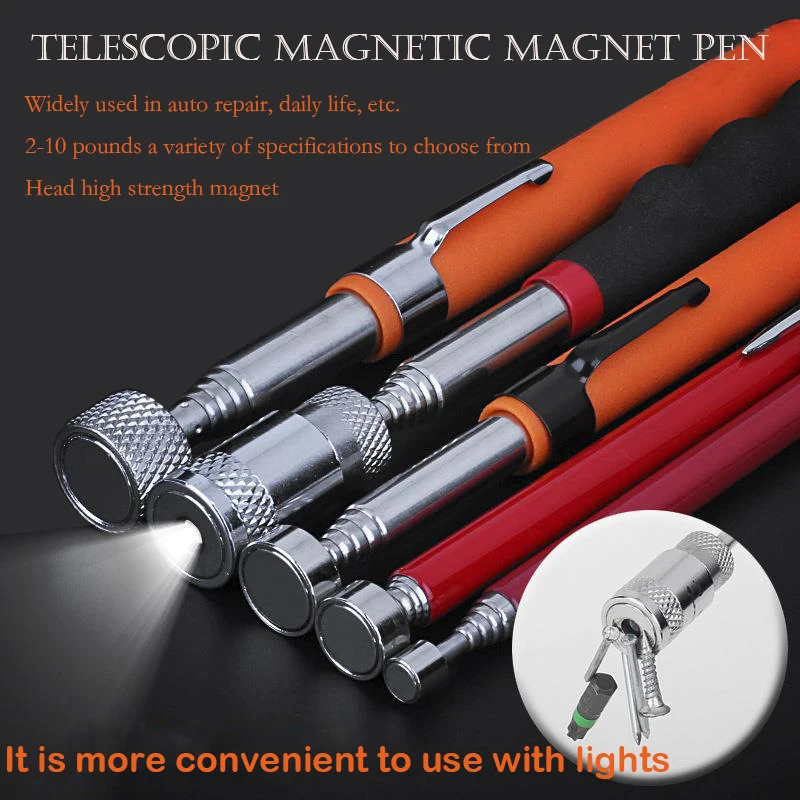 Telescopic Magnetic Pen Metalworking Handy Tool Magnet Capacity for Picking Up Nut Bolt Adjustable Pickup Rod Stick Mini Pen