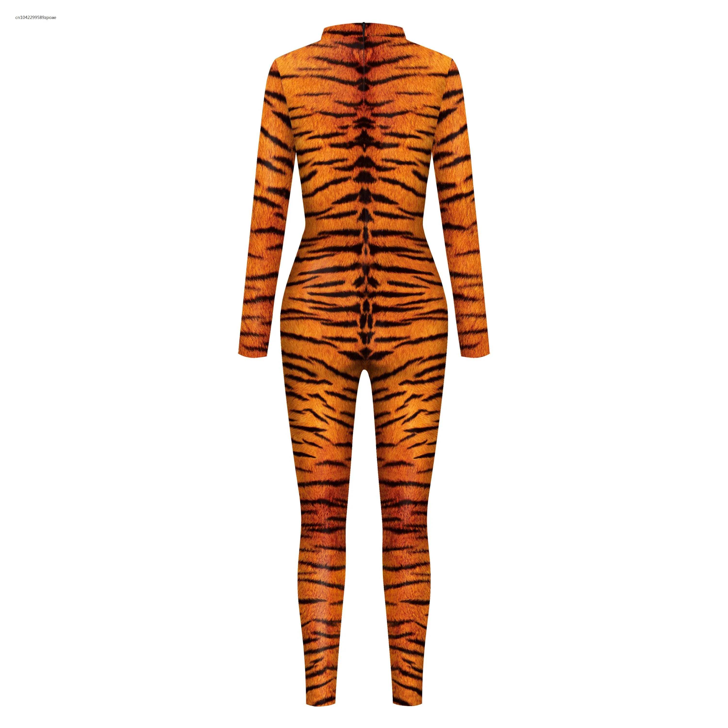 Cosplay Animal Women Jumpsuit Tiger Snake 3D Print Halloween Carnival Party Spandex Zentai Full Bodysuit Cosplay Costume Outfit