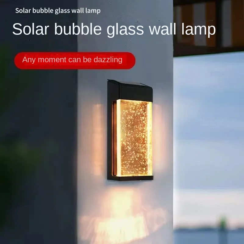 Solar Wall Light Outdoor Light Aluminum Alloy Material IP65 Waterproof Crystal Glass Landscape Light
