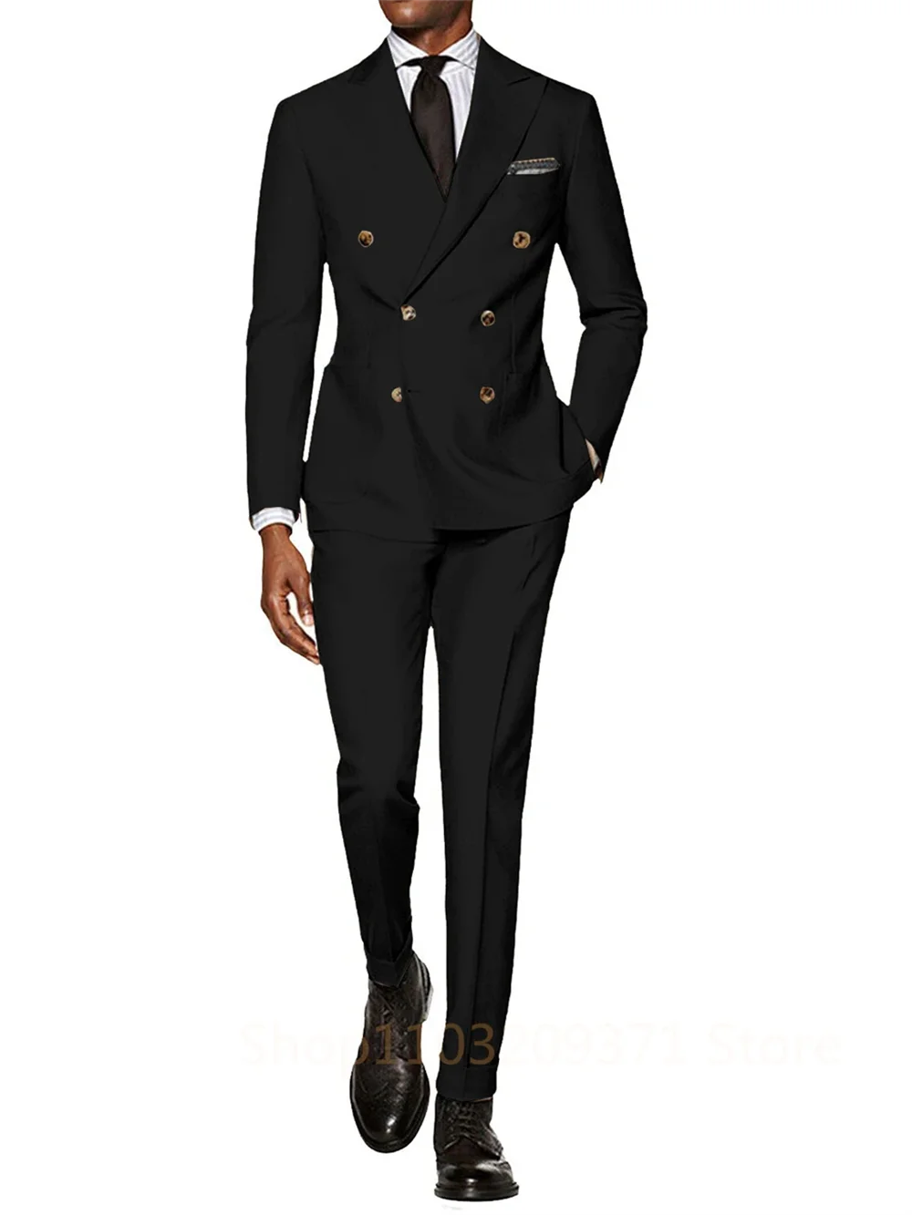 

2 Piece Royal Blue Suits Double Breasted Formal Business Blazer Wedding Groom Tuxedo Set Jacket Pants Terno Masculino