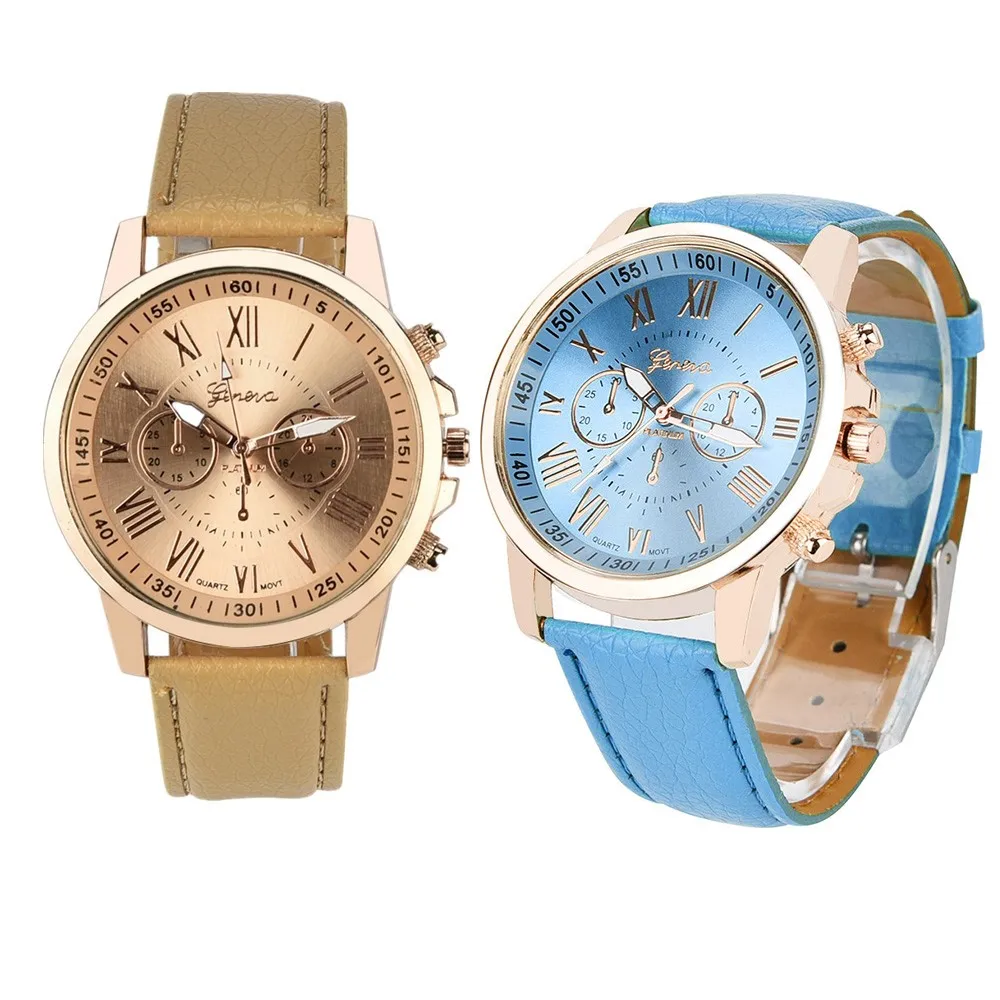 Women'S Roman 2024 Watch Elegant Design Numerals Faux Leather Strap Watch Summer  Analog Quartz Watch Fashion Reloj Mujer