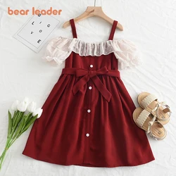 Bear Leader Summer New Girls Dress New Korean Girl Tutu Dress Lace Gauze Princess Dress Off-shoulder Baby Girls Clothes Vestidos
