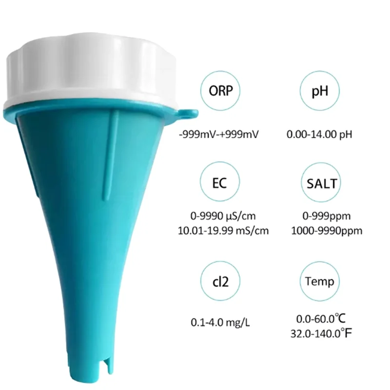 【NECESSITY】Bluetooth Connection APP 6-In-1 Water Quality Detector PH/ORP/EC/TDS/Temperture Swimming Pool Residual Chlorine Monitor】