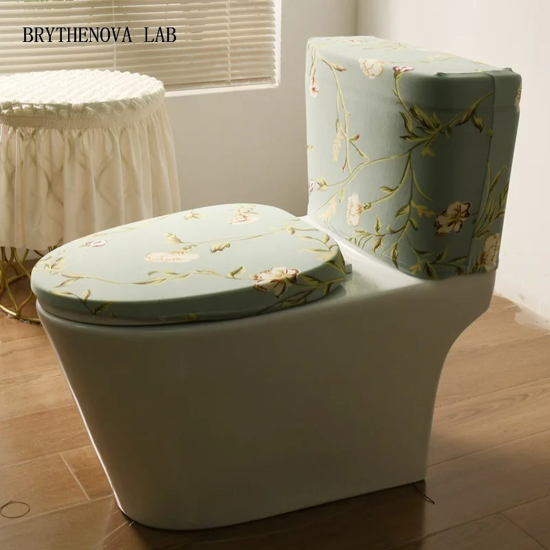 2Piece Stretch Toilet Lid Cover and Toilet Tank Lid Cover Set Soft Overcoat Case Universal Washable Cushion Home Hotel