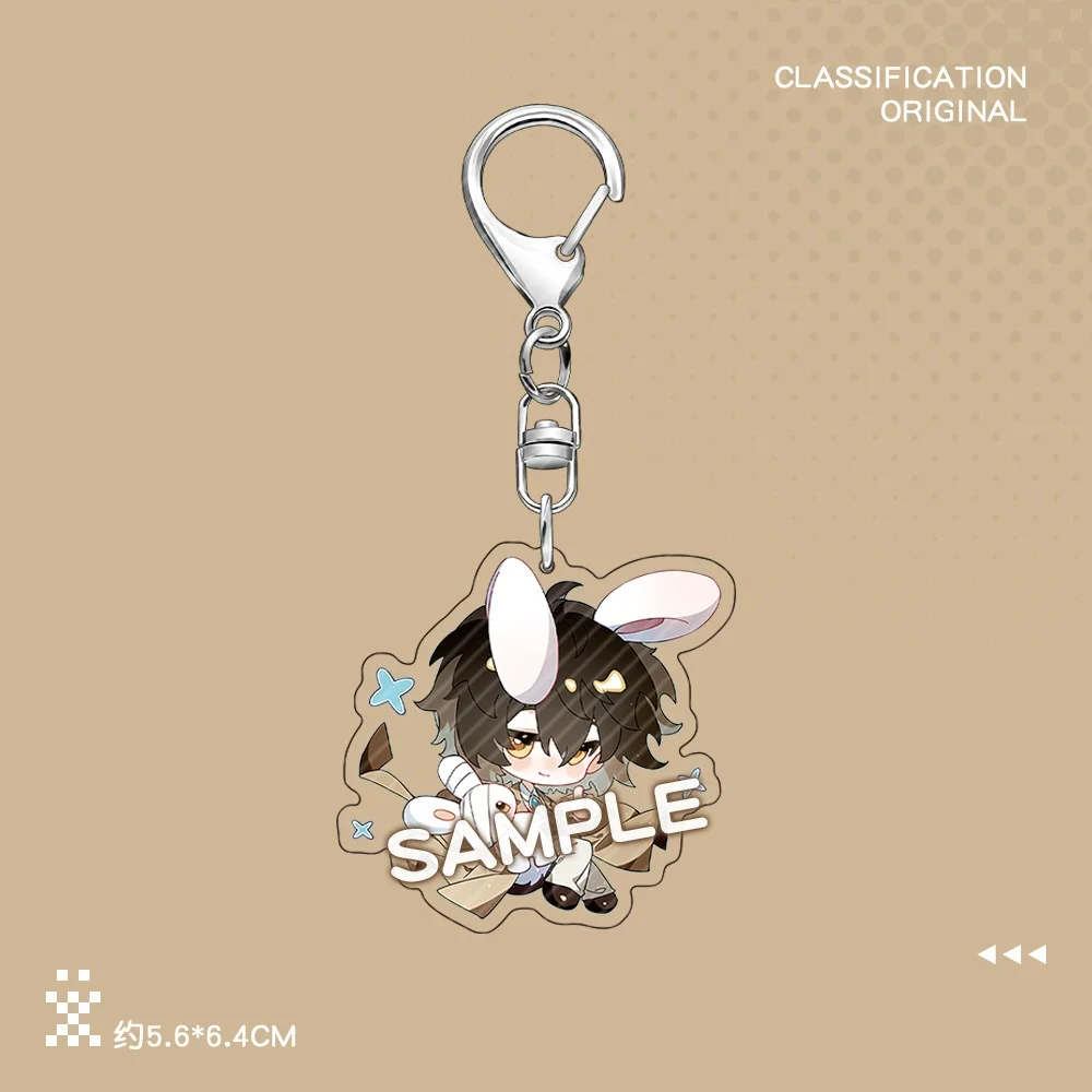 Bungo Stray Dogs Keychain Dazai Osamu Series Set Cute Anime Acrylic Pendant Keyring Bag Charm Gift Desk Decor Collectibl Badge