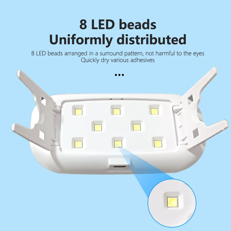 โคมไฟเล็บยูวี8W มินิ USB LED แบบพกพาสำหรับเจลยาทาเล็บโคมไฟแสงแฟลชบ่มสำหรับเล็บร้านเสริมสวยบ้าน DIY