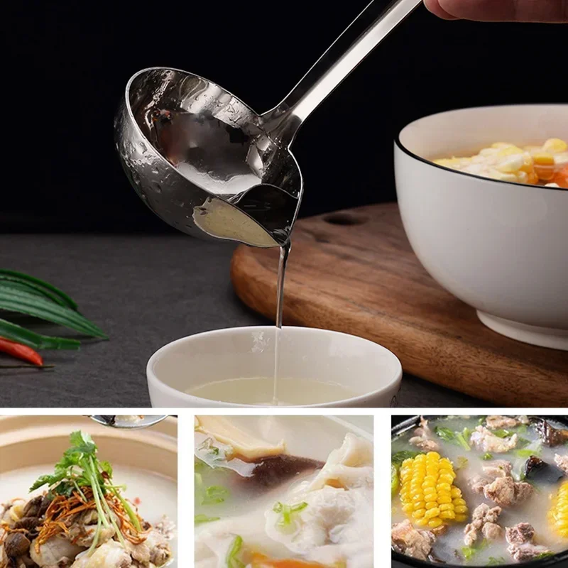 Stainless Steel Strainer Spoon Soup Strainer Kitchen Gravy Oil Soup Fat Separating Spoon Sour Cream Skimmer Kitchen Accessories