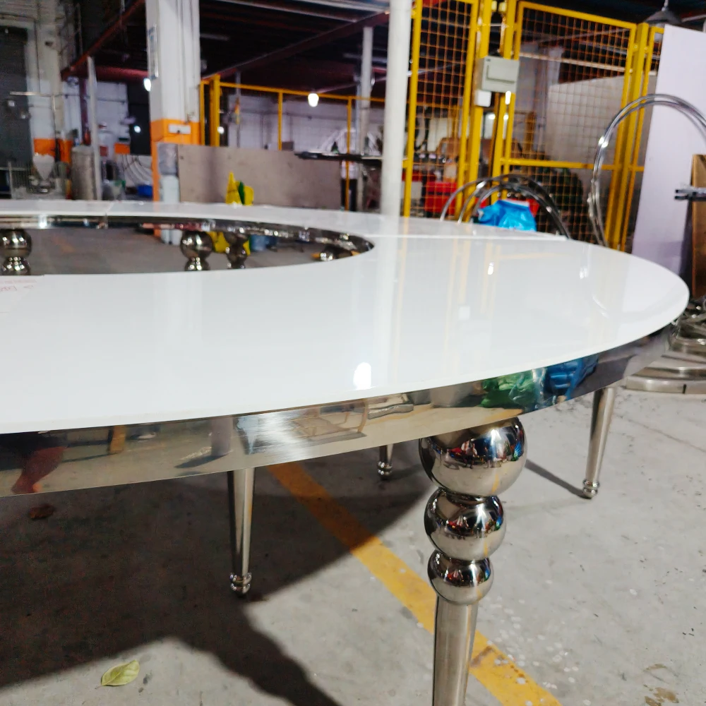 Serpentine Wedding Moon Dining Table Stainless Steel Gold Color Three Ball Legs