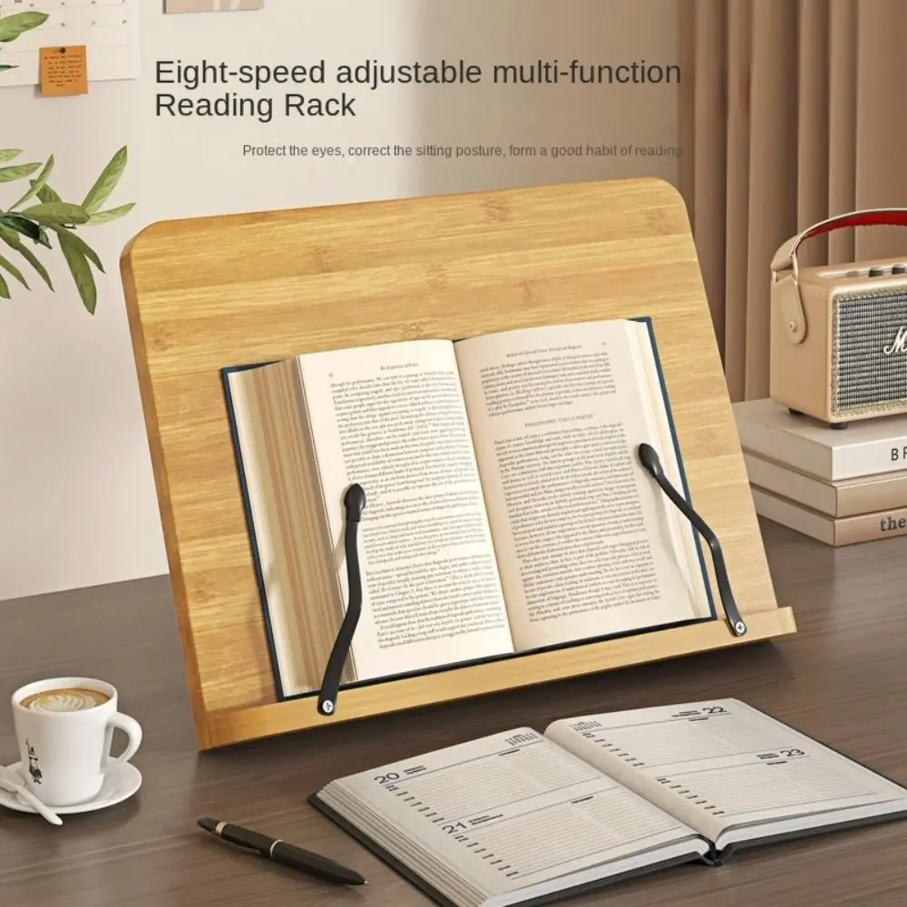 8 Adjustable Tilt Angles Wooden Book Stand Multi-Functional Comfortable Reading Reading Holder Stable Non-slip Desk Bookshelf - view 3