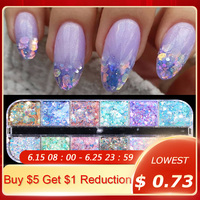 1 Box Aurora Nail Sequins Crystal Thin Irregular Butterfly Star Sparkly Nail Flakes UV Gel Polish Manicure Nail Art Decorations