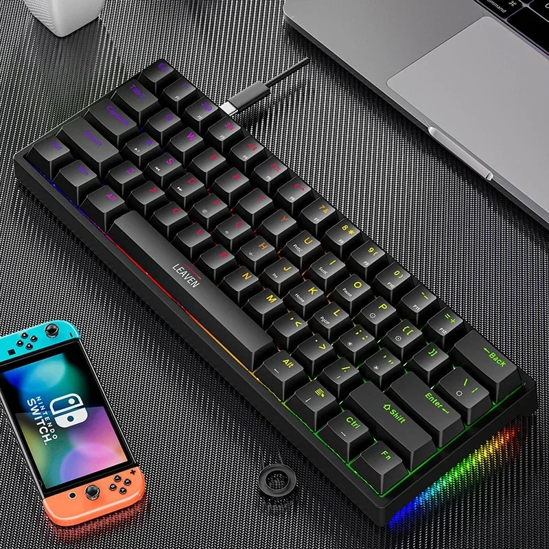 

USB Mini Backlit RGB Gaming Mechanical Keyboard Gamer Mechanic Kit 60 Percent DIY Custom PBT Keycap Hotswap USB PC Laptop N