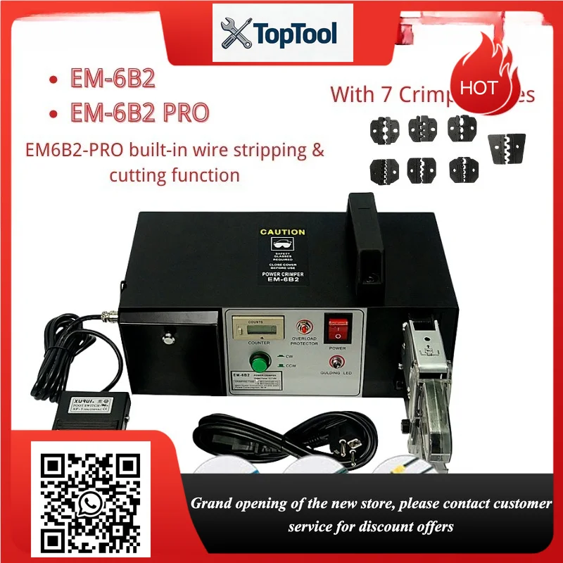 electric terminal crimping machine is capable of crimping various types of terminals and is equipped with 7 crimpi