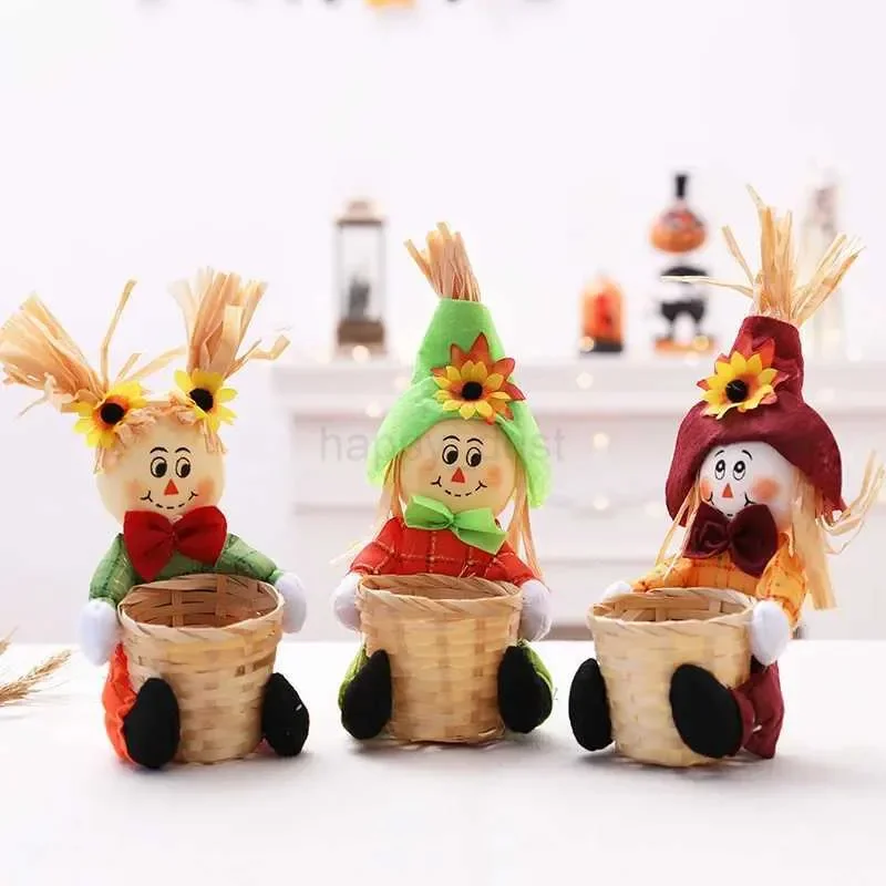 

Kawaii Halloween Scarecrow Candy Storage Box Kindergarten Kids DIY Handmade Creative Basket Home Bar Party Decoration SuppliesCL