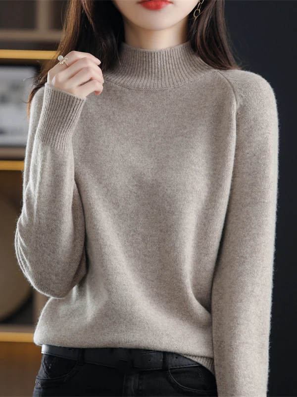 Pull en laine pour femme, col haut, couche de Base, vêtements d'intérieur, coréen, coupe ample, Long, Sve, hiver