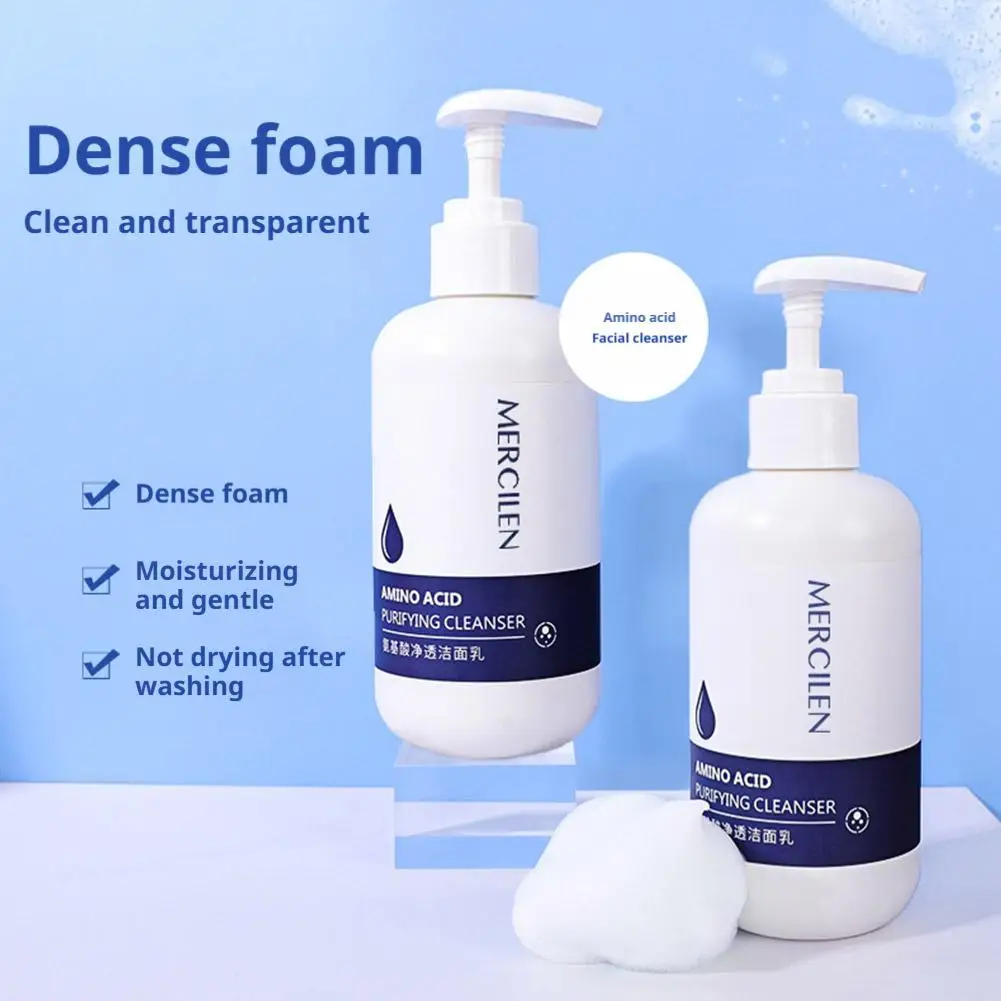 200G Mercilen 1/2PCS Nettoyant visage aux acides aminés – Nettoyant visage doux, hydratant et nettoyant en profondeur pour les soins des peaux sensibles