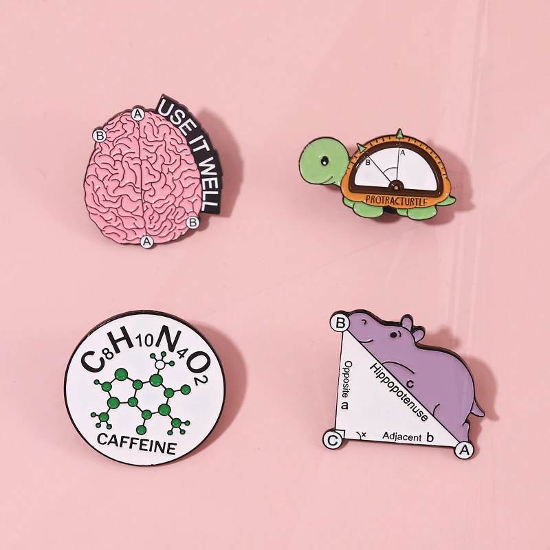 Chemical Molecular Test Tube Alcohol Brain Syringe Cartoon Badge Punk Lapel Pins Jewelry Gift Scientific Collection Enamel Pin