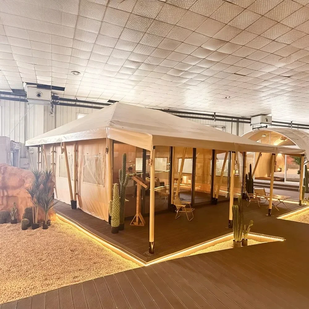 Luxury Safari Glamping Tent Waterproof Outdoor Resort Lodge Hotel Cabin with Bathroom Custom Camping Accommodation for Campsites