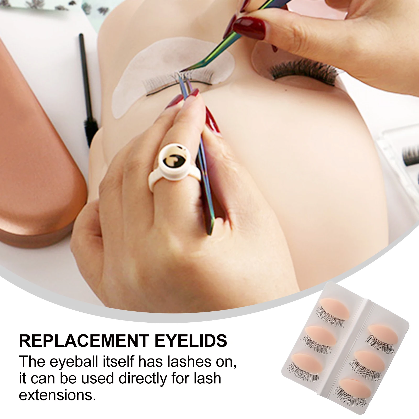 

Practice Head Replacement Eyelids Makeup Tool Silica Gel Lash Replacement Eyelids Extension Training Kit Reusable