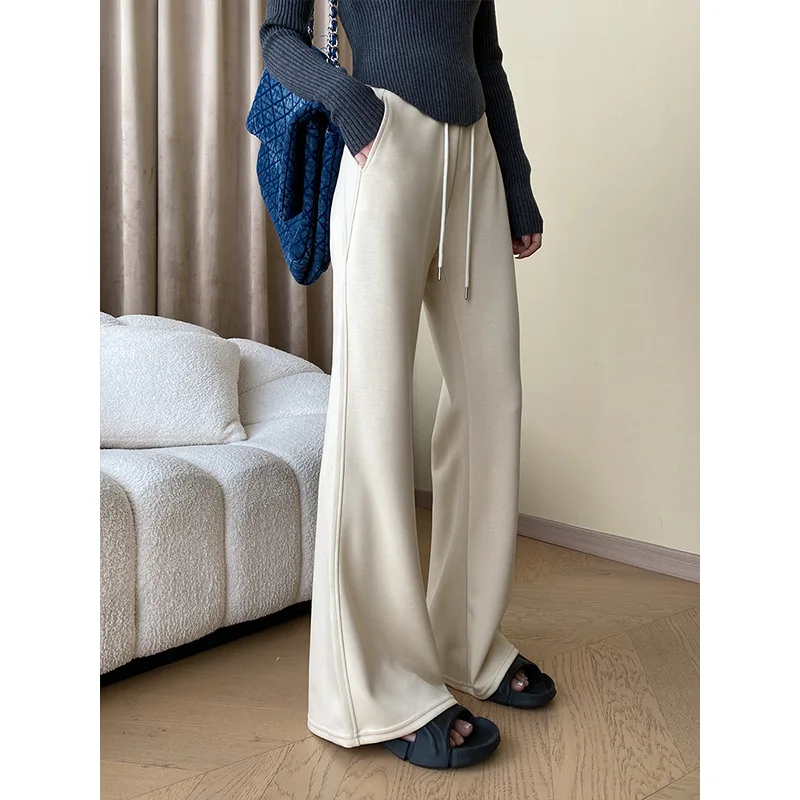 Padded Multi-coloured Women's Sweatpants Giant Thin Sweet Cool Style Cropped Drape Velvet Thickened Drag Floor Micro-flare Leisu