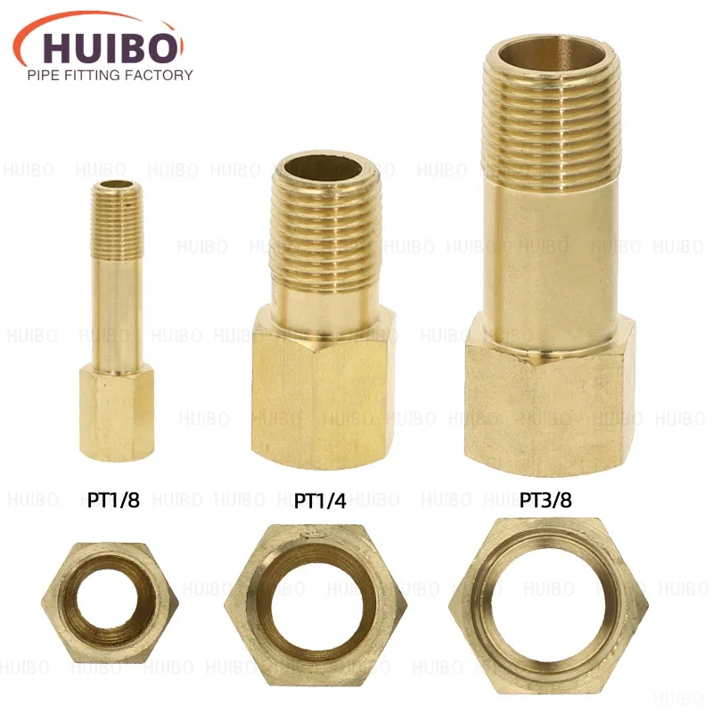 

Brass Threaded Fitting 1/8" 1/4" 3/8"BSP Male to Female 35mm-200mm Length Pipe Joint Connectors Copper Coupler Adapter