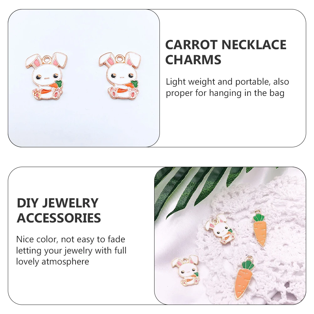 

20 Pcs Jewelry Charms Alloy Bunny Necklace Rabbit Enamel Charms Earring Diy Gifts Easter Carrot Enamel Bracelet Pendant