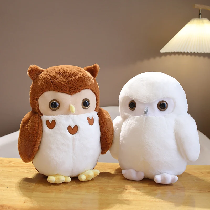 

Hot 1pc 30cm/40cm Stuffed Couple Owl Doll Simulation Animal Toy Cute Bird Brown White Cartoon Plush Children Girls Gift