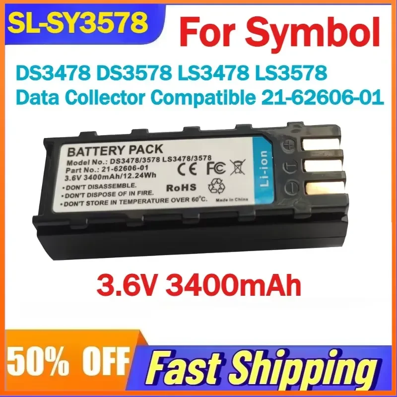 3.6V 3400mAh SL-SY3578 Li-Ion Battery for Symbol DS3478 DS3578 LS3478 LS3578 Data Collector Compatible 21-62606-01